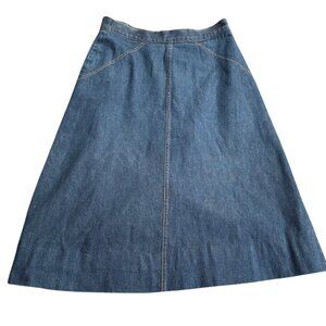 PB&J vintage 70s 80s blue jean denim A-line Midi skirt sz S Boho Festival Career